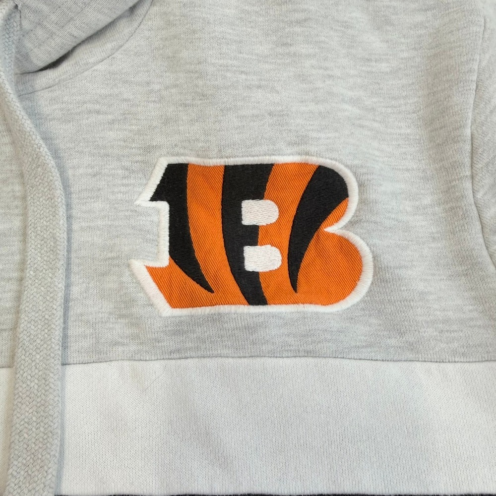 47 Brand Cincinnati Bengals Mens Large Colorblock Hoodie Grey Black NFL GCF23B - Picture 6 of 9